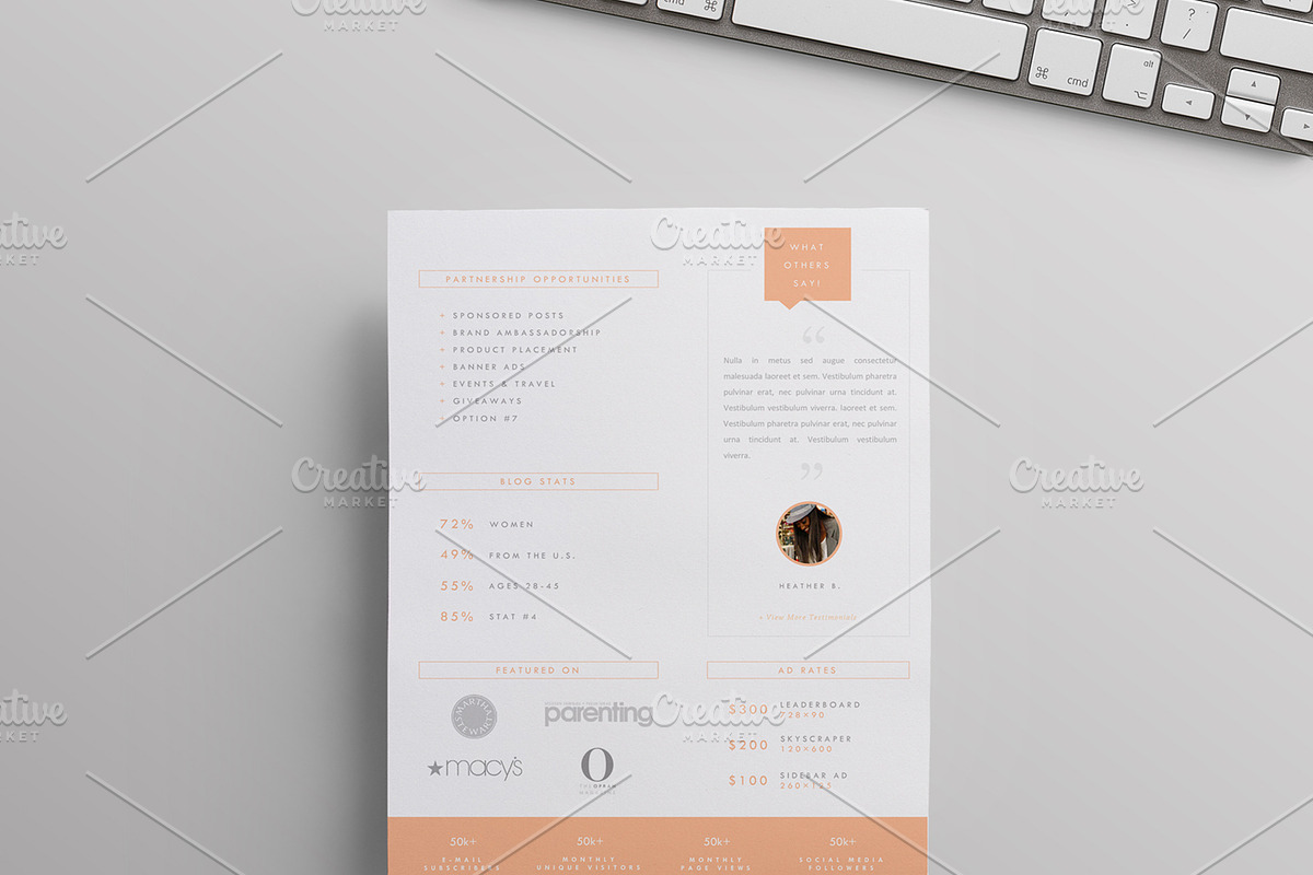 Blogger Media Kit Template | 3 Pages, a Resume Template by Blogger Kit Co. (Photo 4 of 9)