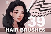 Hair Brushes Procreate, a Brush Add-On by Easy Procreate (Thumbnail 1 of 10)