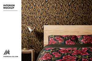 Wallpaper & Bedding Mockup, a Household Mockup by Andrea Muller