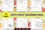 Cute Fruit Coloring Pages For Kids, a Food Illustration by Salaly (Thumbnail 1 of 8)