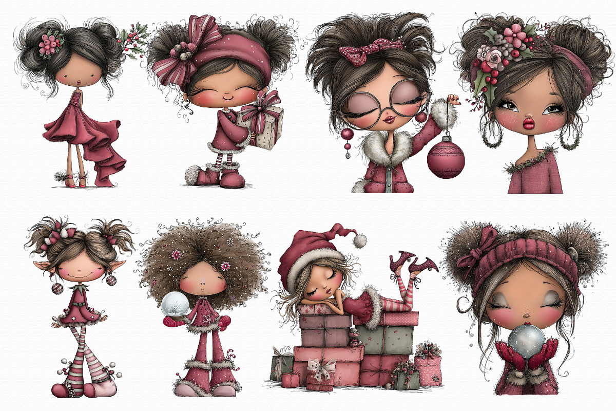 Whimsical Christmas Pin Up Girl Clip, an Illustration by Libby Wishes (Photo 7 of 7)