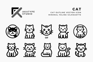 Cat Outline Icon, a Solid Icon by Akatype Studio