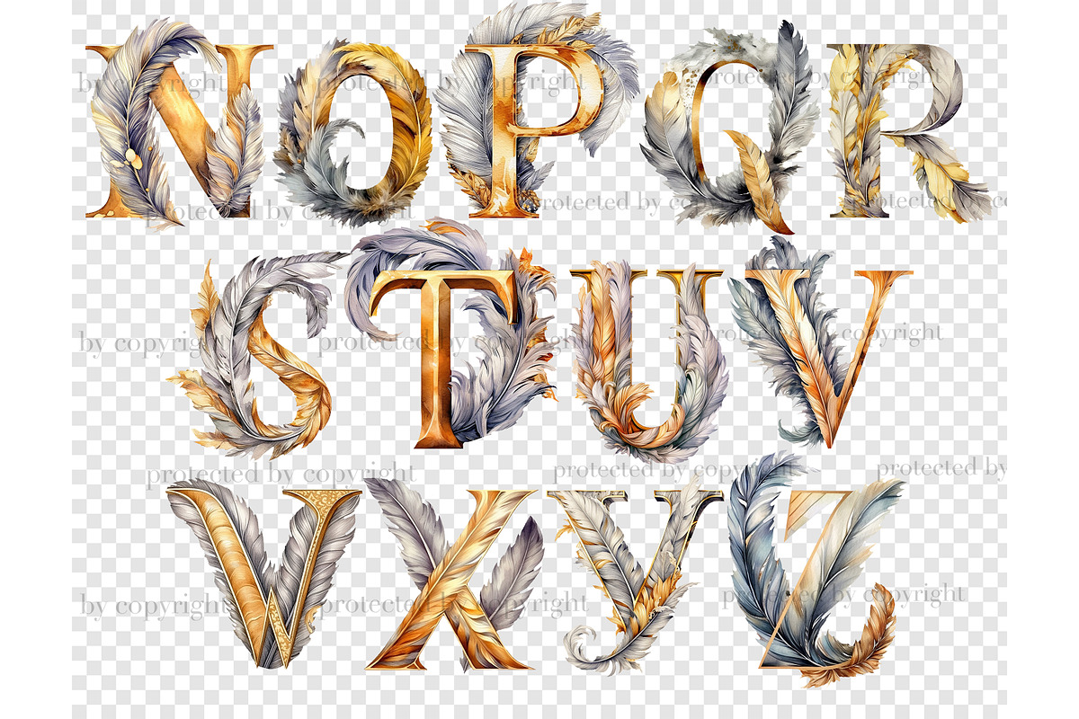 Gold and Silver Alphabet Clipart, a Decorative Illustration by GlamArtZhanna (Photo 5 of 5)