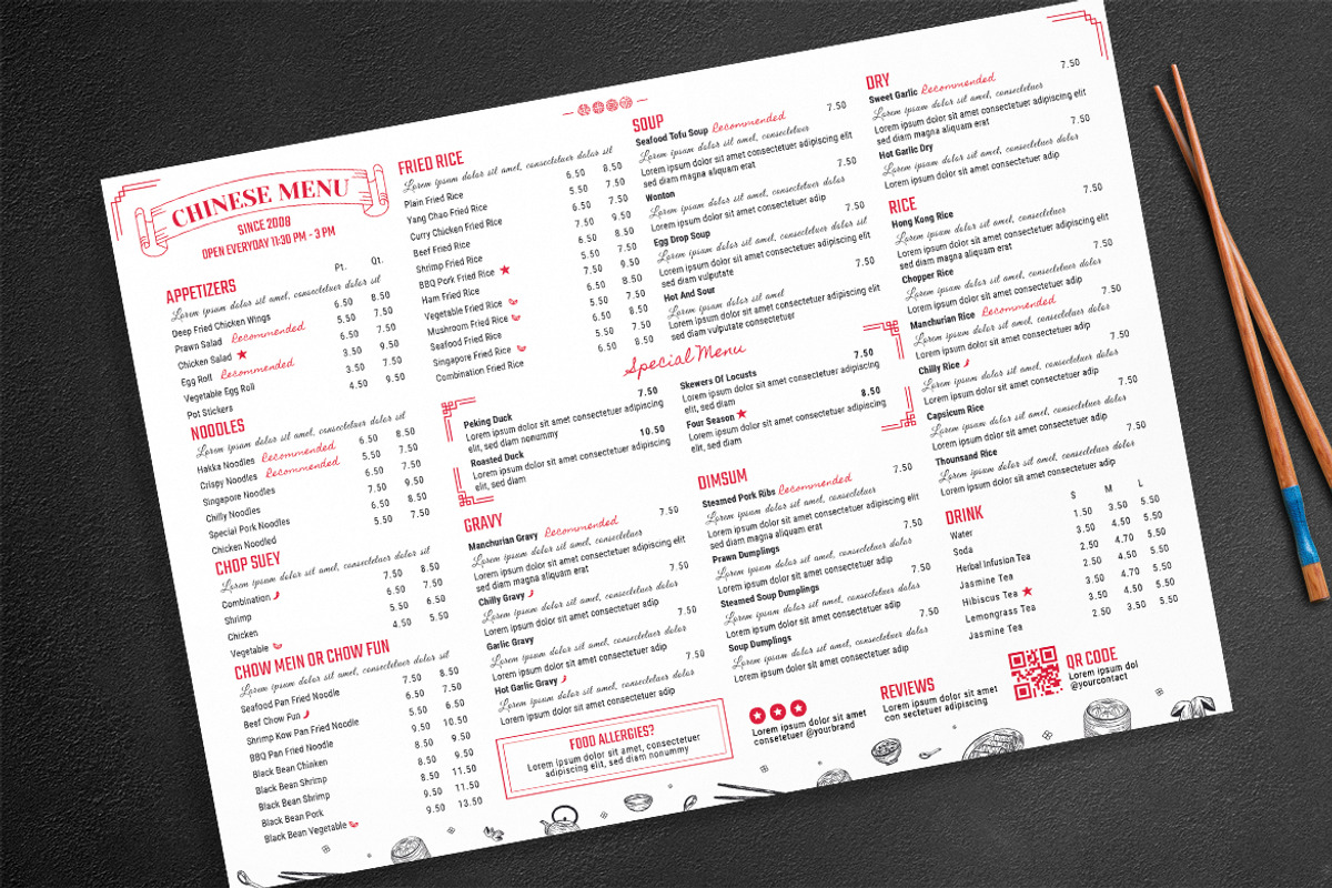 Chinese Asian Menu Template, a Flyer Template by BrandPacks (Photo 2 of 5)
