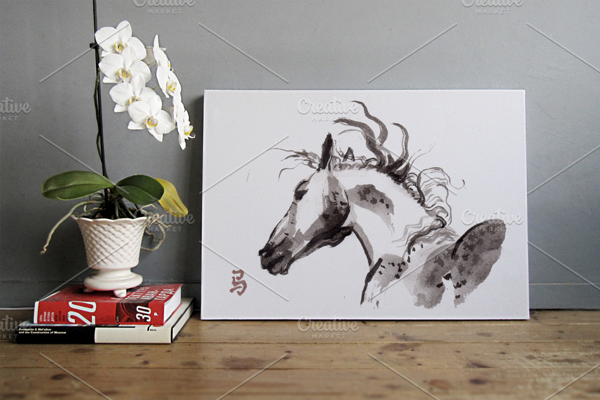 Horses Sumi-e, an Animal Illustration by StabuLaRasa illustration (Photo 21 of 21)