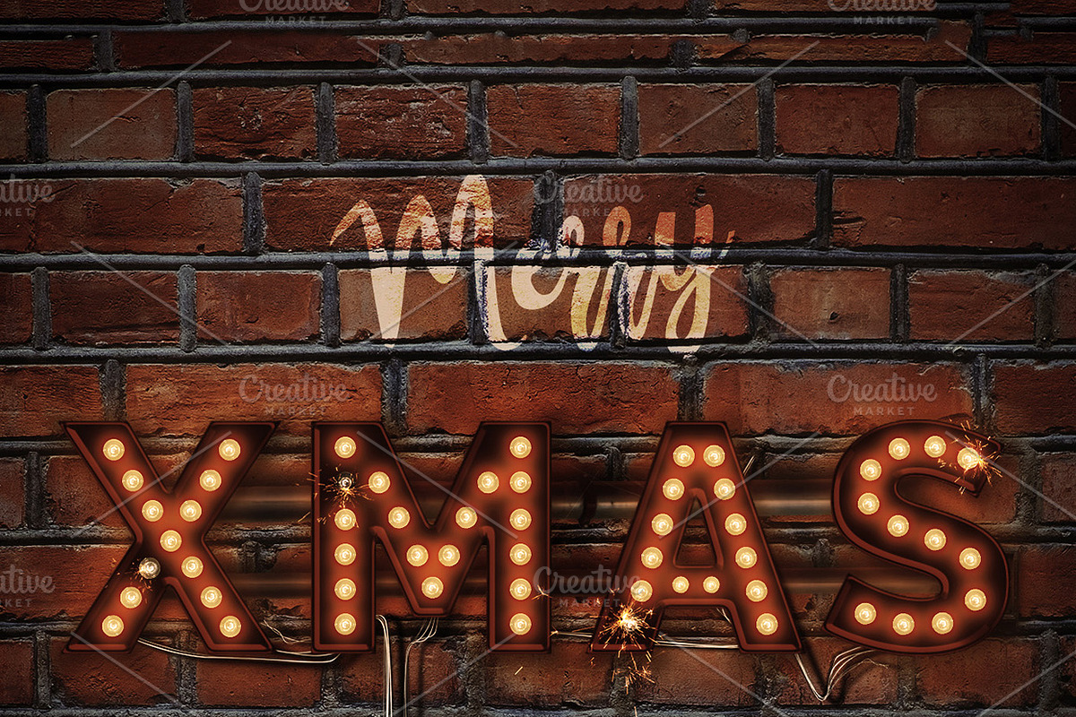 LightBulb Merry Christmas Signs, an Illustration by Solid Pixel (Photo 11 of 15)