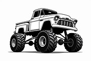 Monster Truck Line Art Bundle, an Illustration by Designs_River (Thumbnail 2 of 9)