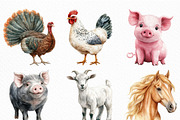 Barn Animals Watercolor Clipart, an Illustration by Craft Nest (Thumbnail 2 of 6)