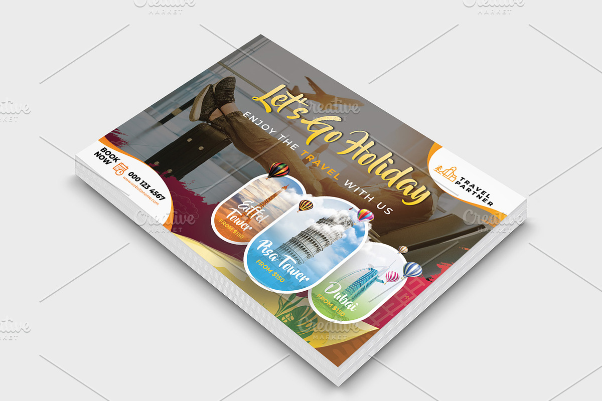 Travel & Vacation Flyer Template, a Flyer Template by DesignsLab (Photo 3 of 4)