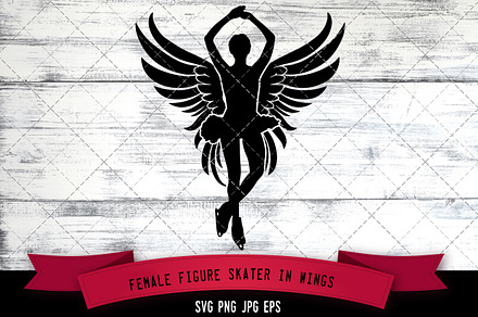 Female Figure skater in Wings Vector