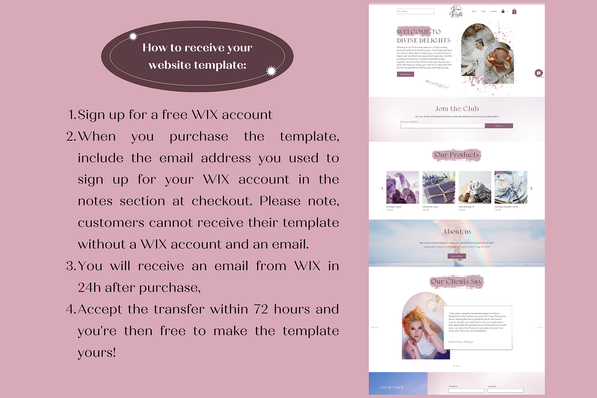 WIX Website Template Spiritual Pink, a Wix Template by Wixify Studio (Photo 3 of 10)