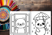 Cute Panda Daily Life Coloring Pages, a Brochure Template by LA Design (Thumbnail 5 of 10)