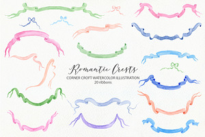 Watercolor Romantic Crest Design Kit