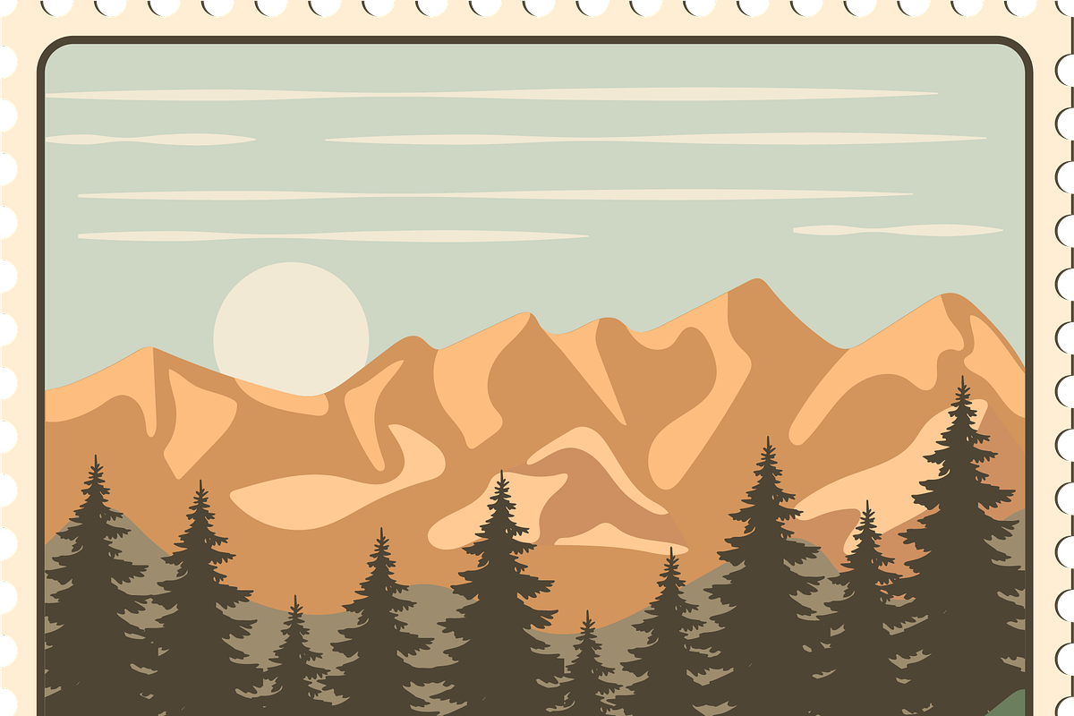 Retro Mountain Vector Stamps, a Seasonal Illustration by JYa_Design (Photo 5 of 5)
