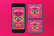 Purple Quirky Mardi Gras Flyer Set, a Flyer Template by graphicook (Thumbnail 3 of 3)