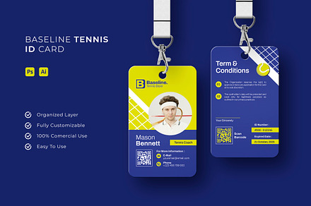 Baseline Tennis - ID Card, a Card Template by Esensifiksi.studio