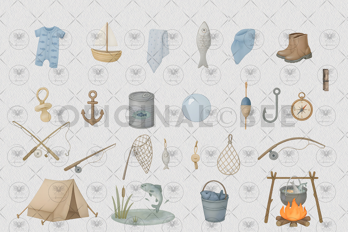 Fishing Baby Cute Fisherman Clipart, an Illustration by BigCakeBee (Photo 3 of 4)