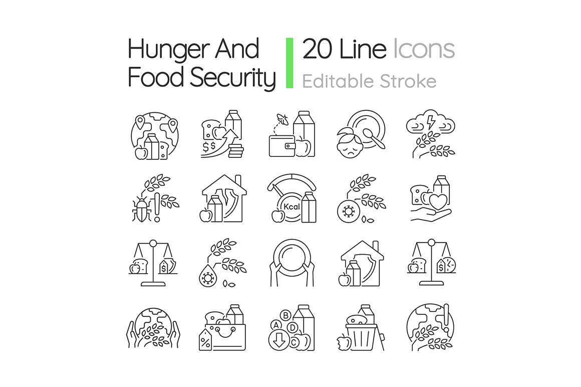 Hunger and food security linear icon, an Outline Icon by IMG Visuals