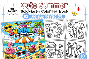 Cute Summer Coloring Book, a Seasonal Illustration by Ink Gallery