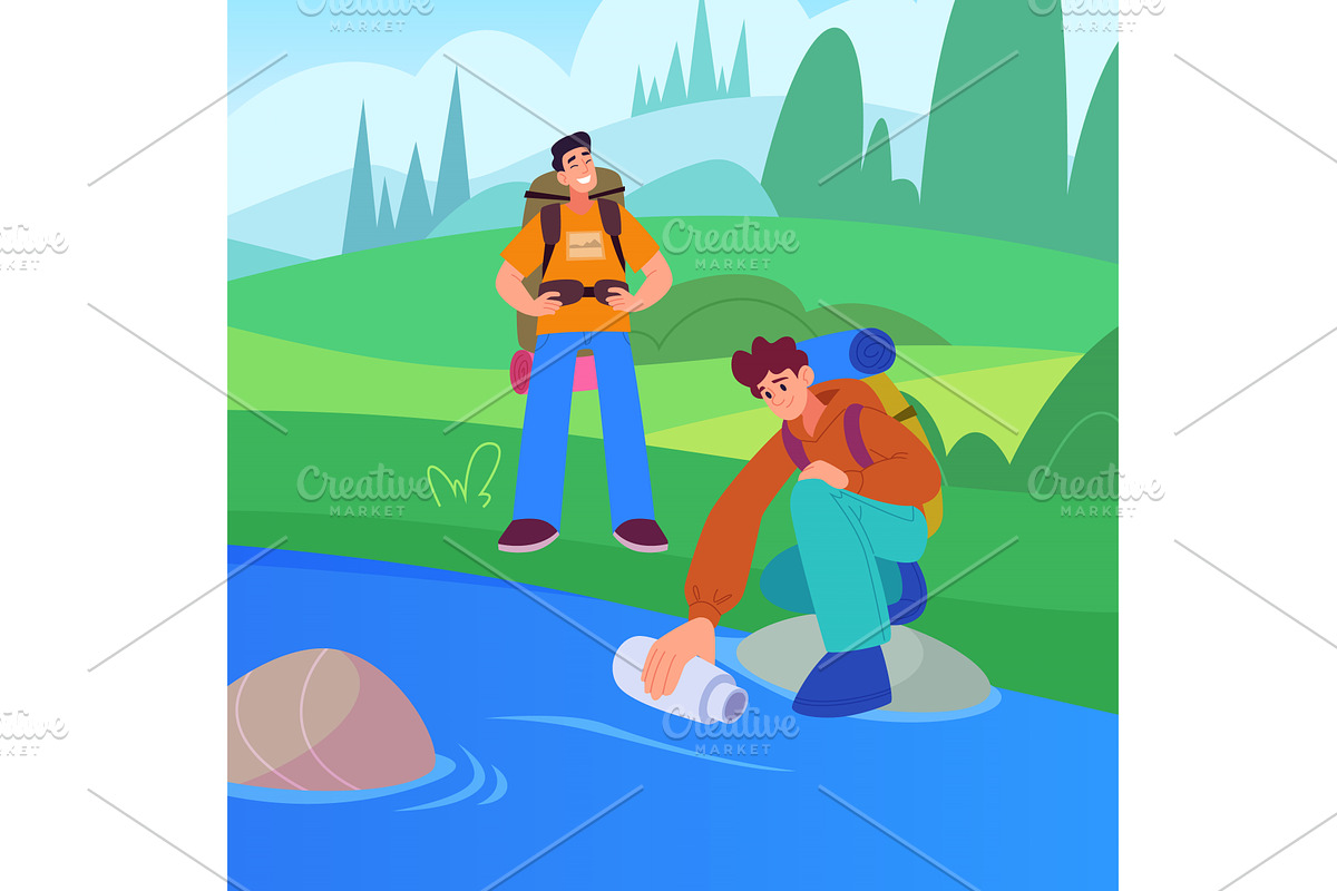 Tourists near water. happy, a Sport Illustration by Onyx