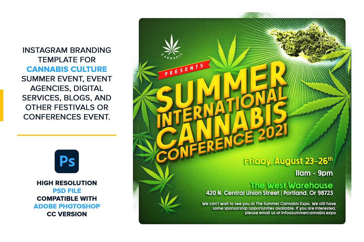 Summer Cannabis Expo Instagram Post, a Social Media Template by The Design For Co. (Photo 3 of 5)