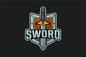 shield and sword logo vector design, a Branding & Logo Template by zyxroun shop
