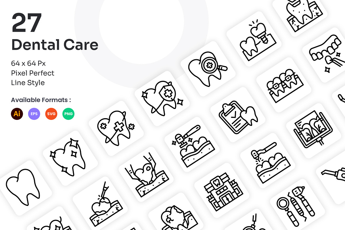 Dental Care Icons Set - Line, an Outline Icon by Kmg Design (Photo 1 of 2)