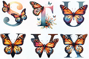 Watercolor Butterfly Alphabet PNG, an Illustration by CraftArtStudio (Thumbnail 4 of 6)