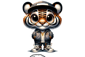 Streetwear Tiger Clipart PNG Set