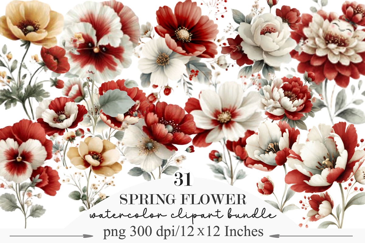 Whimsical Spring Flower Clipart, an Illustration by Designking (Photo 1 of 5)