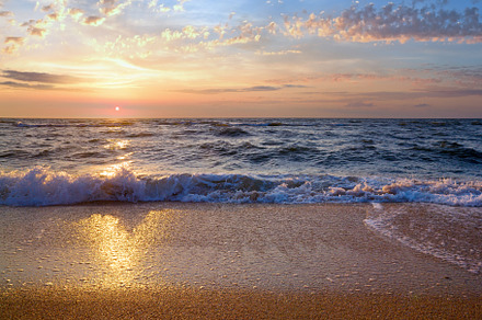 Sea sunset surf wave, a Nature Photo by YuriyB