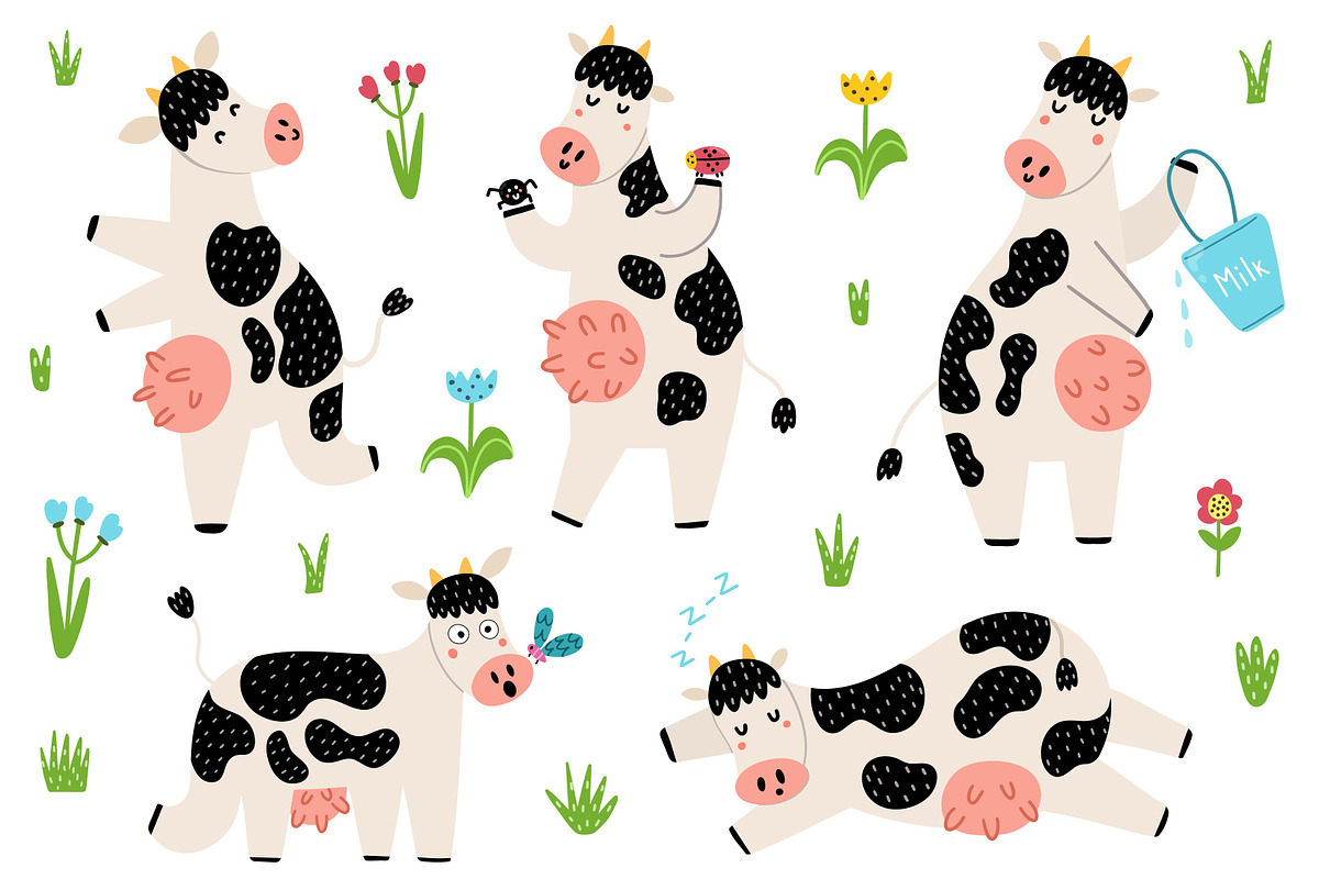 Moo Collection - Clipart & Patterns, an Animal Illustration by Gulnara Sabirova (Photo 4 of 12)