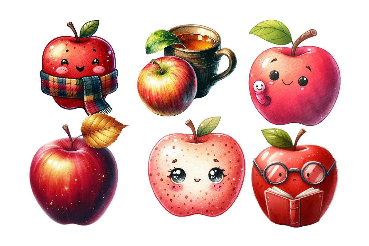 Watercolor Autumn Apple Clipart, an Illustration by Daily.Designs (Photo 5 of 5)