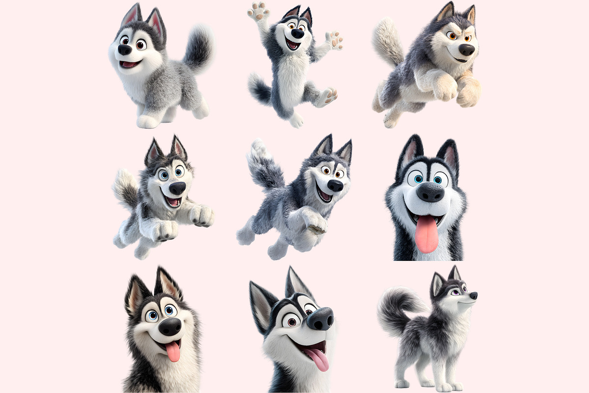 Husky Clipart PNG Bundle, a Graphic by M9 Design (Photo 8 of 11)