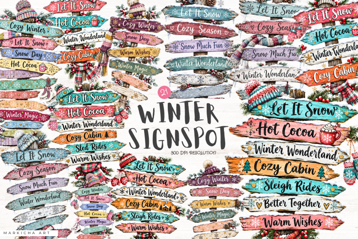 Winter Signspot PNGs, a Seasonal Illustration by Markicha Art (Photo 1 of 5)