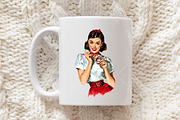 Valentine Retro Vintage Girl Clipart, an Illustration by OK Design (Thumbnail 5 of 6)