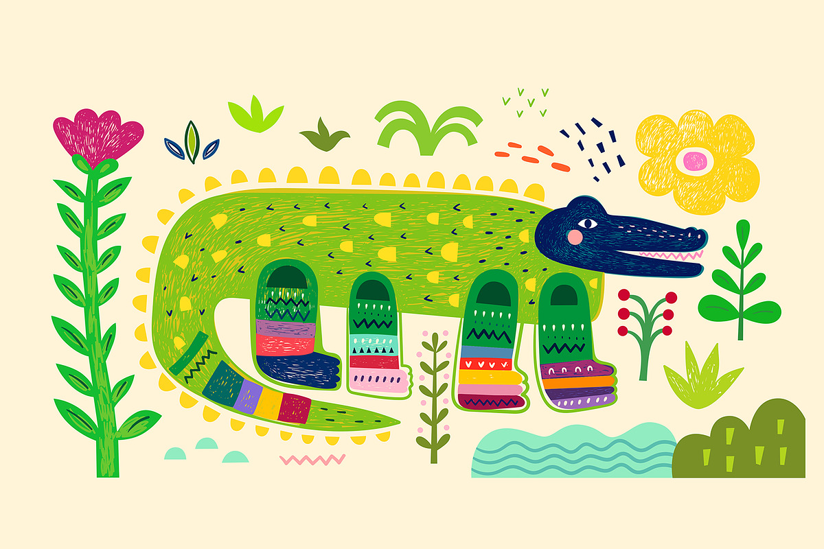 Cute baby crocodiles illustrations, an Animal Illustration by MoleskoStudio (Photo 6 of 23)