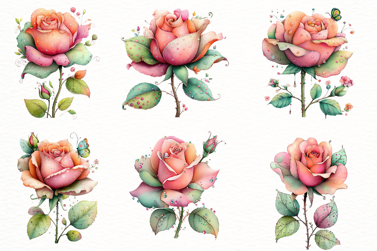 Whimsical rose Clipart, an Illustration by Designworld (Photo 4 of 8)