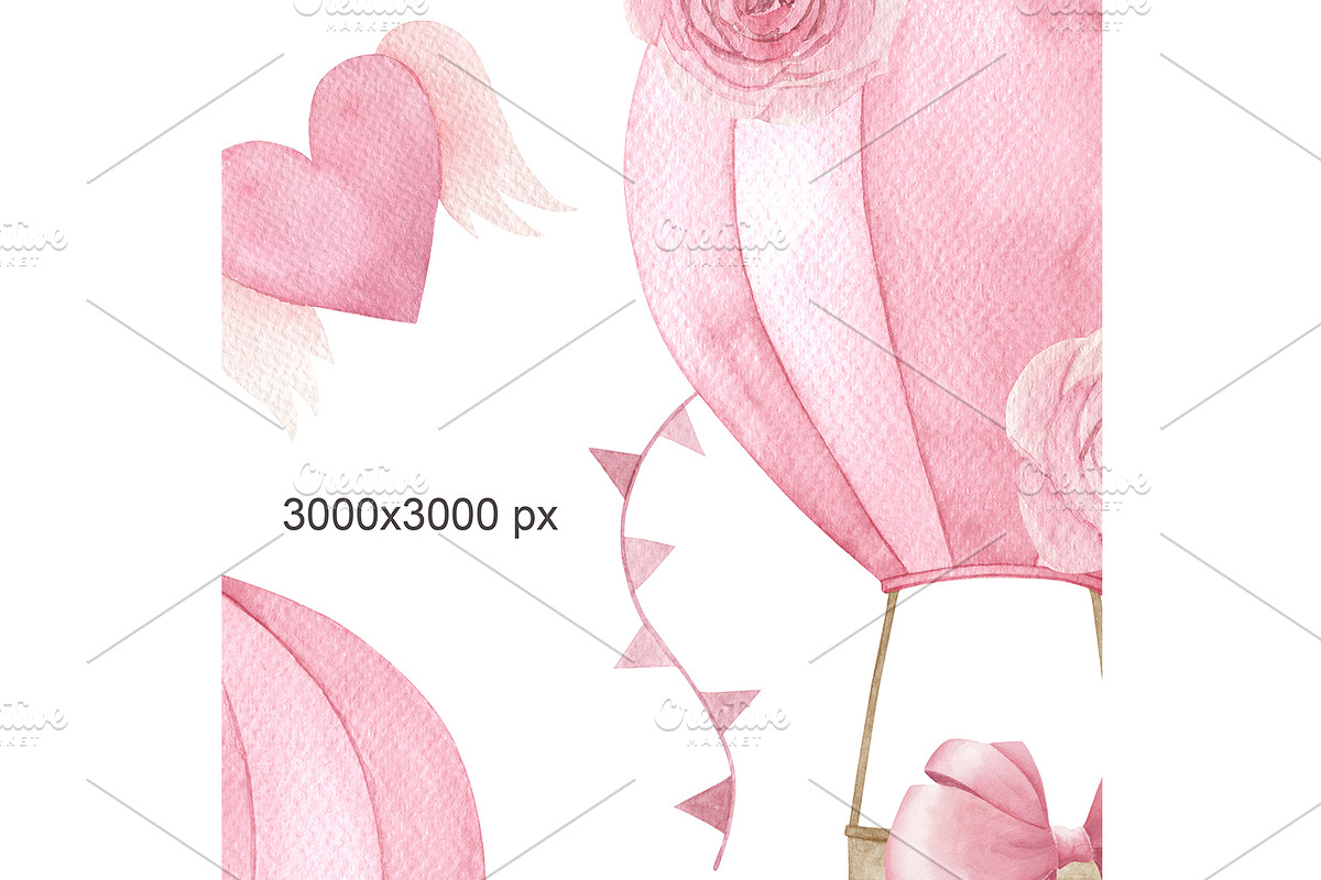 Pink Cute Balloon Pattern, a Decorative Illustration by Natikka Art (Photo 2 of 3)