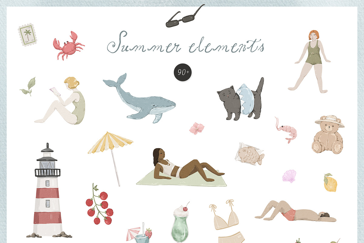 Summer beach. Hand drawn Icons, a Decorative Illustration by Kreker Kate (Photo 2 of 8)