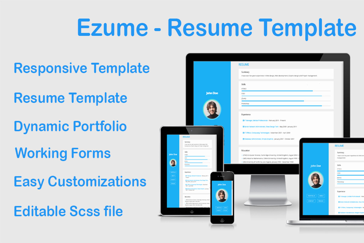 Ezume Resume Template, a HTML Template by rascojet (Photo 1 of 3)