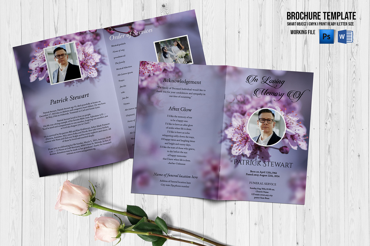 Floral Funeral Program Template, a Brochure Template by Template Shop (Photo 1 of 5)