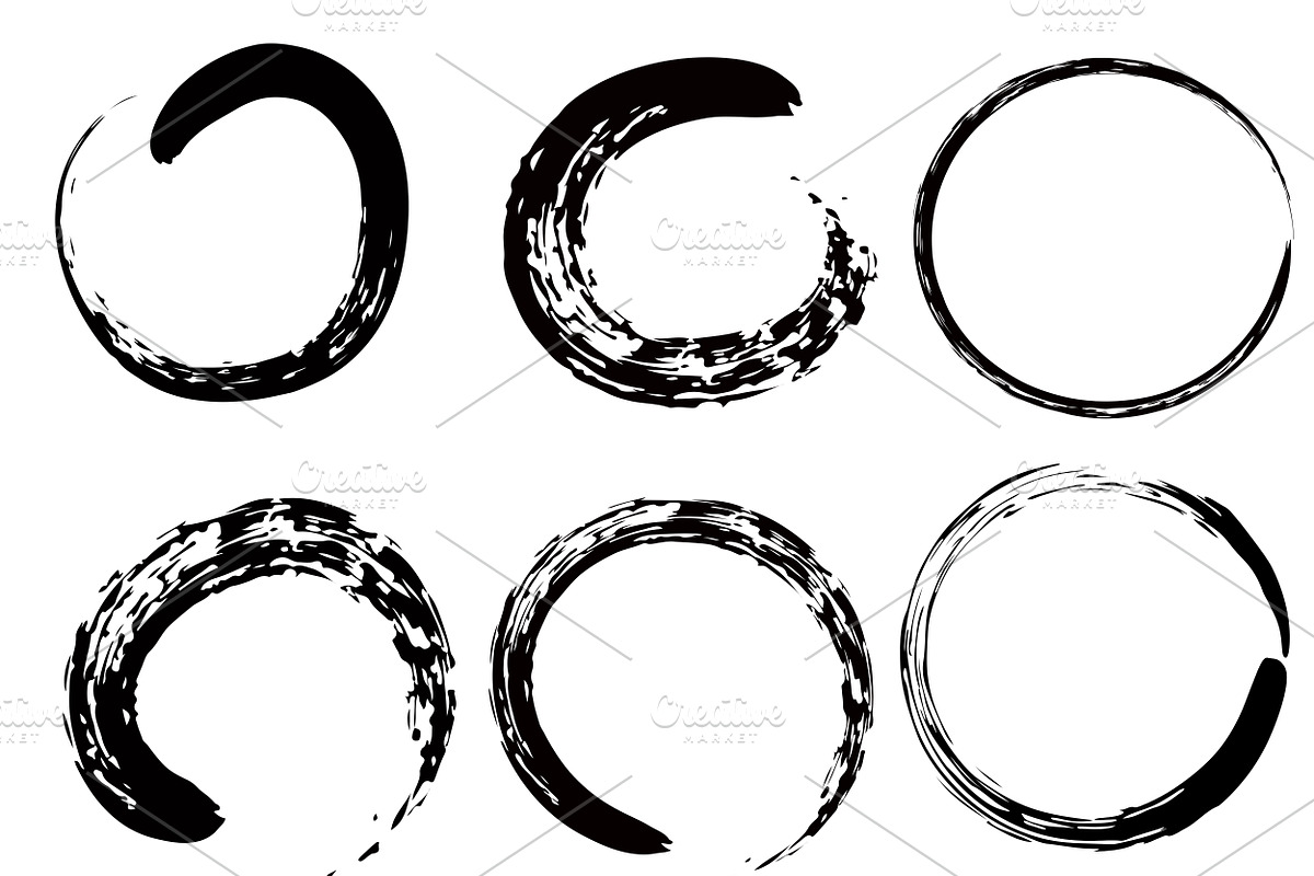 Zen circle brushes 9 shapes set, a Texture Illustration by PeoGeo Creative (Photo 2 of 2)