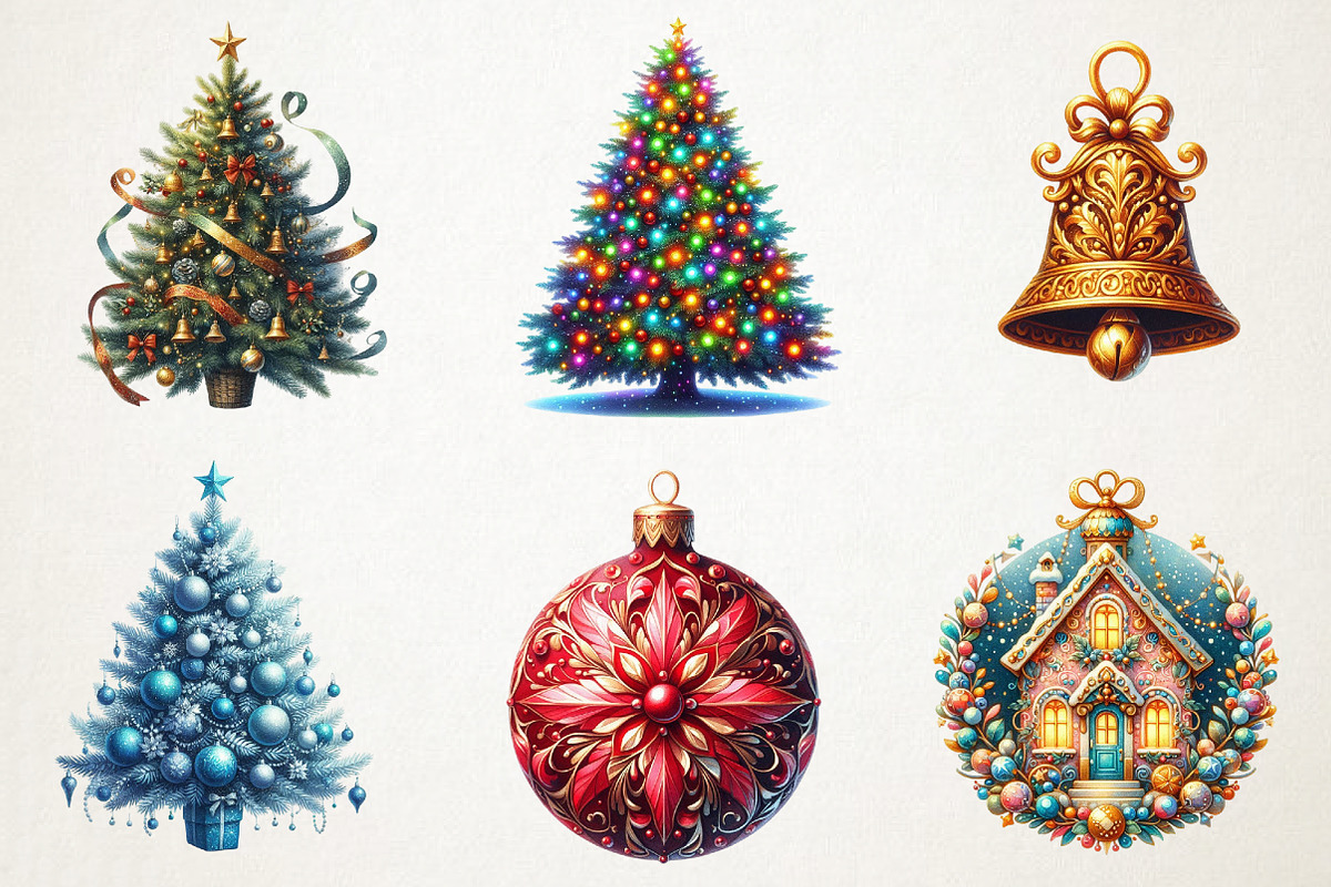 Christmas Tree & Ornaments Cliapart, an Illustration by RobertsArt (Photo 7 of 7)