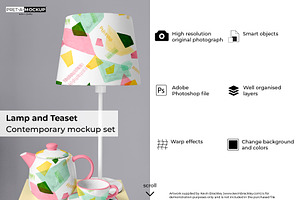 Lamp and Tea Set Mockup