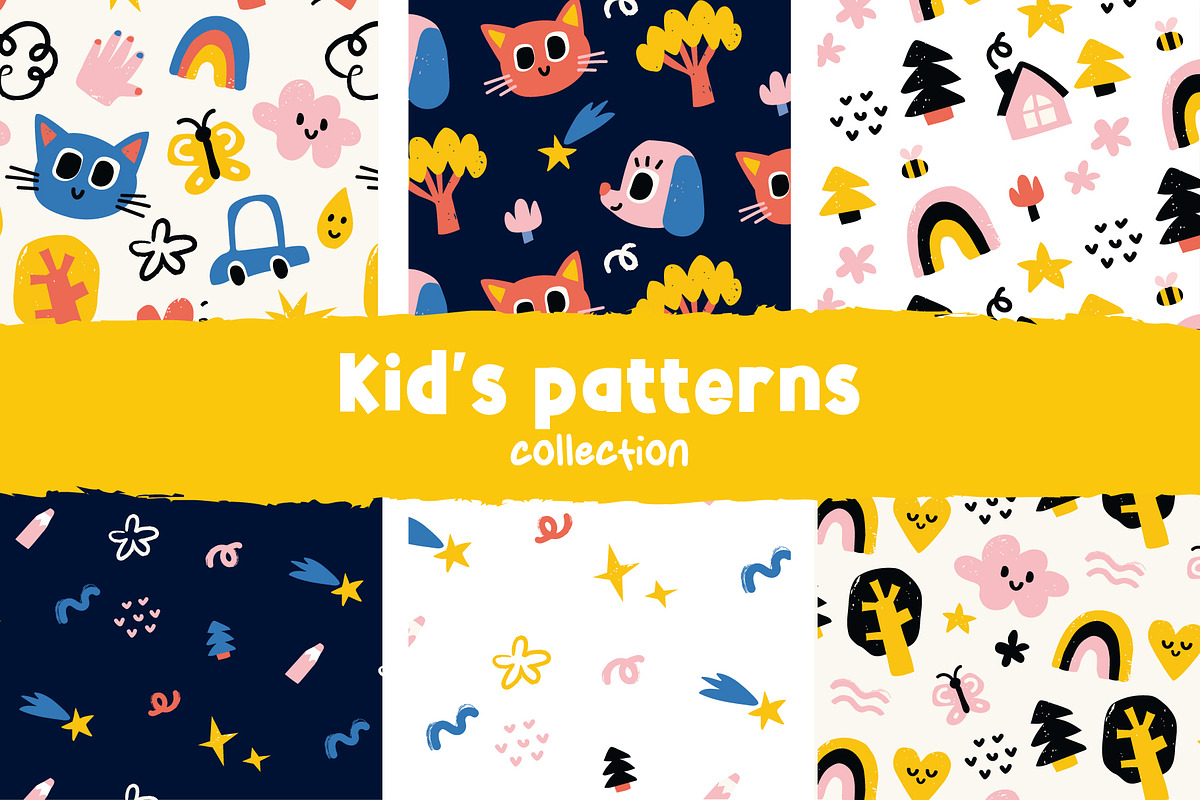 Kid's cute drawings patterns, a Decorative Illustration by OlgaBoncheva (Photo 1 of 7)