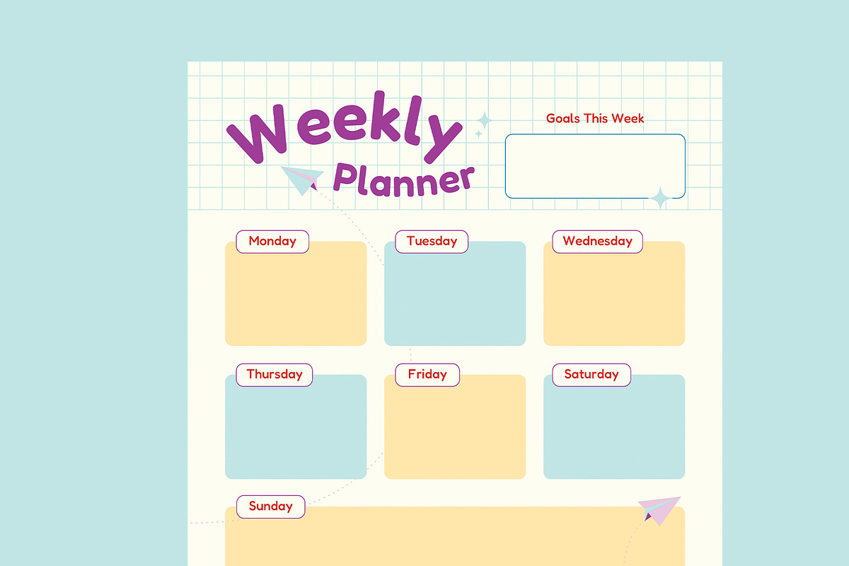 Cute Daily Weekly Planner, a Stationery Template by Neermana (Photo 2 of 4)