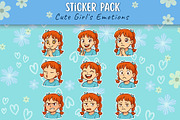 Cute Girl Emotions Sticker Pack, an Illustration by Svetlana Voloshina (Thumbnail 1 of 4)
