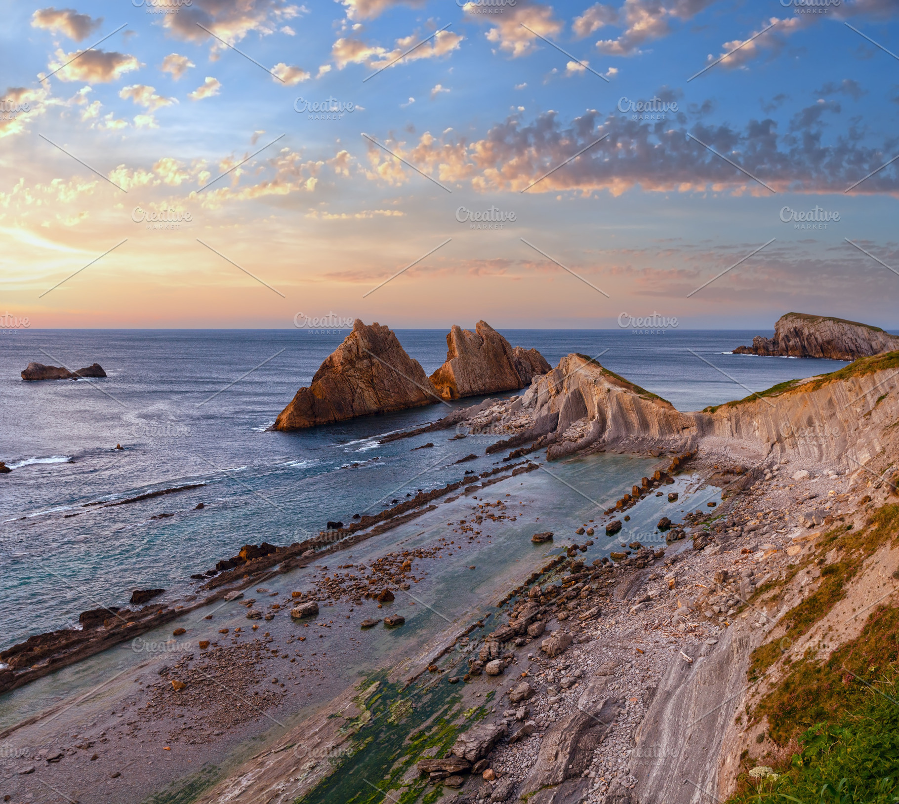 Sunset Arnia Beach coastline landscape., a Nature Photo by YuriyB