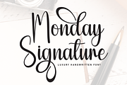 Monday Signature | Script Font, a Handwritten Font by Scratchones (Thumbnail 1 of 9)